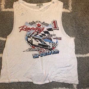 White graphic tank top size medium